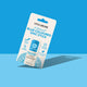 A package of Little Urchin Blue Coloured Zinc Stick SPF 387, shown at an angle against a solid blue background with a soft shadow.