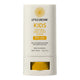 A white stick container of Little Urchin Kids Natural Zinc Stick Clear SPF 50+ sunscreen, featuring a gold logo and text.
