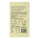 The back of a chocolate bar package in a pale beige color, featuring product details, ingredients, icons, and a barcode.