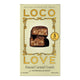 A 5-pack box of Loco Love Almond Caramel Crunch bars with Astragalus Root, featuring a cream-colored background with gold lettering and a photo of two chocolate bars with almonds and caramel.