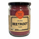 A glass jar of Mindful Foods Byron Bay Organic Beetroot Powder with a black lid and a kraft paper label, shown on a plain white background.
