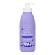 A bottle of MooGoo Mini Moo 2-in-1 Gentle Bubbly Wash soap and fragrance wash, featuring a light purple body, white pump dispenser, and blue text and illustrations on a white background.