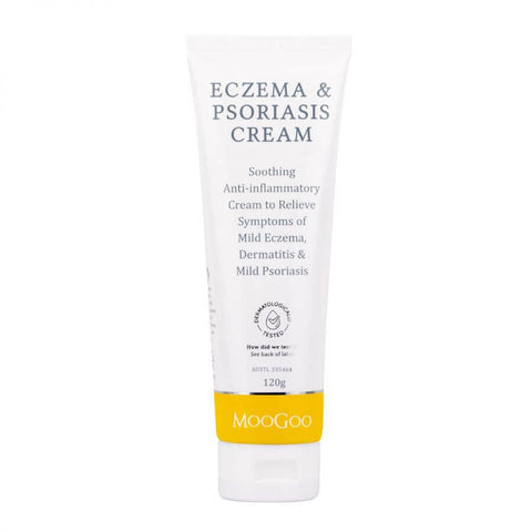 120g tube of MooGoo Eczema & Psoriasis Cream on a white background.