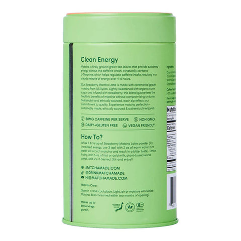 Green container with 'Clean Energy' text and nutritional information on a white background
