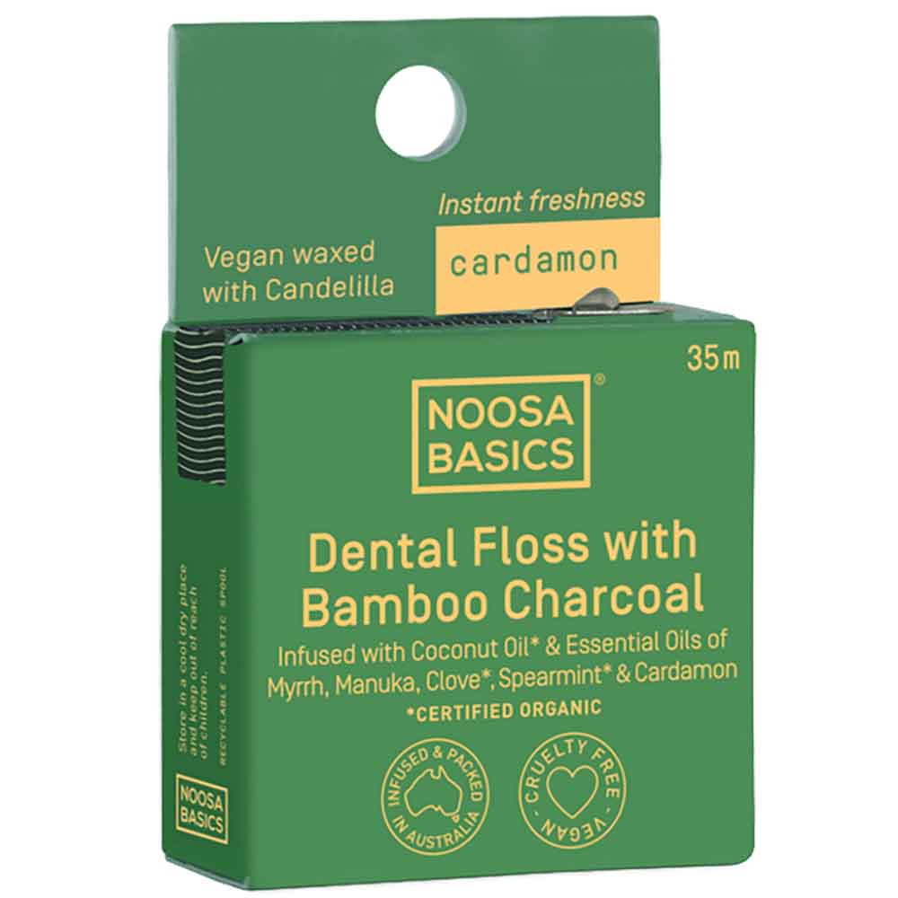 Floosa Noosa Basics Dental Floss with Bamboo Charcoal - Cardamon | Flora ...
