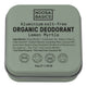 50g Noosa Basics organic deodorant cream tin with lemon myrtle flavour. Khaki green tin on a white background. 