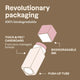 Infographic with exploded view of illustrated tube packaging. 100% biodegradable. 