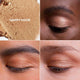Close-up of happy hour eyeshadow on skin with swatch and close-up of eye.