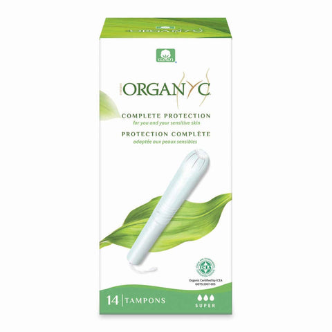 Box of 14 super tampons with cardboard applicator. 