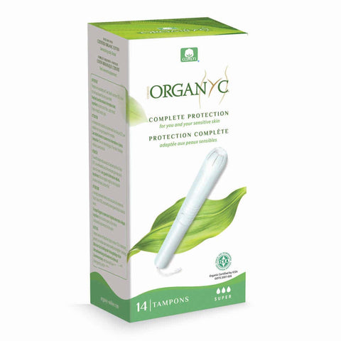 Box of 14 super tampons with cardboard applicator. 