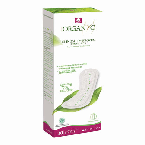 Side of organyc panty liners box.