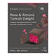 Pana Organic Rose & Almond Turkish Delight packaging on a white background. Plant based. Gluten free. Handmade.