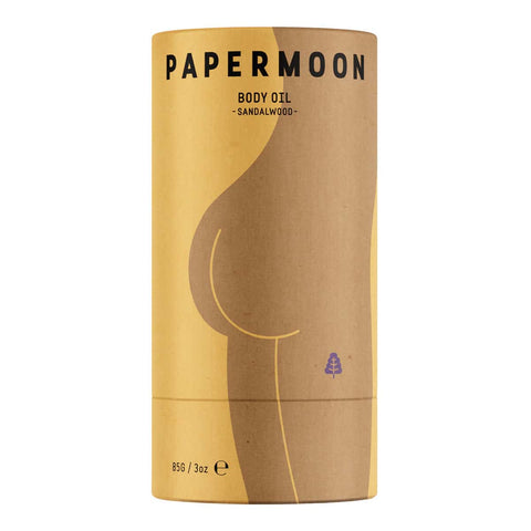Papermoon Body Oil - Sandalwood 85g container with sandalwood scent on a white background.