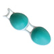 Mint & white close-up of double kegel exercise balls. 