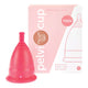 Menstrual cup with pink packaging featuring the brand 'pelvi' on a white background. Size teen.