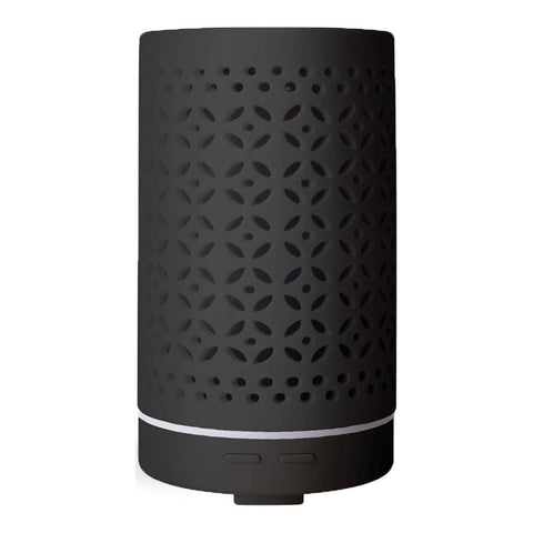 Perfect Potion Ceramic Ultrasonic Diffuser Gohan Black with a patterned surface on a white background.