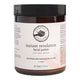 A jar of Perfect Potion Instant revelation facial polish in Australian Davidson Plum + rose, featuring a dark amber glass jar, black lid, and a white label with black text.