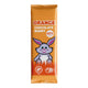 Orange chocolate bunny package with a cartoon bunny on a white background. 60% cocoa with natural orange flavouring.