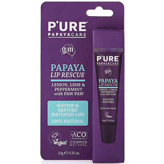P'ure Papayacare Papaya Lip Rescue Balm Flora & Fauna