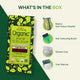 Radico Colour Me Organic Hair Colour packaging with product details on a green and white background.