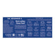 A blue rectangular informational panel for Dr. Bronner's, featuring the brand name at the top and multiple white line icons with text describing product benefits and care instructions.