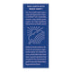 A tall, narrow blue product card or label with white text and a simple sun-and-cloud illustration, centered on a light gray background. The visible text reads 'HEAL EARTH WITH MAGIC SOAP!' and describes the soap's regenerative organic oil blend and environmental benefits.