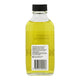 Bottle of yellow liquid with a black cap on a white background