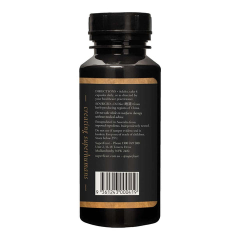 Side of Superfeast Mushroom M8 Capsules x 90. Directions for use. 