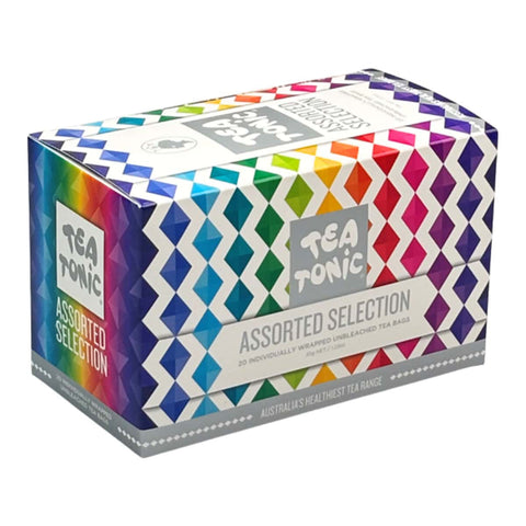 Colourful box of Tea Tonic Assorted Selection 20 Tea Bags. 