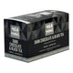 A box of Tea Tonic Dark Chocolate & Black Tea, featuring a black and grey geometric patterned design with white text on a clean white background. Caffeine rich & organic. 
