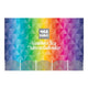Tea Tonic Gourmet Tea Advent Calendar cover featuring a vibrant rainbow geometric triangle pattern and white text on a white background.