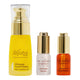 Three skincare bottles from The Jojoba Company on a white background