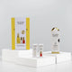 The Jojoba Company Heroes Value Set with packaging of each product staged on white blocks with a gradient white-grey background.