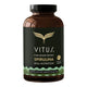 Glass brown supplement bottle with 220 Spirulina Tablets. Pure desert grown spirulina.