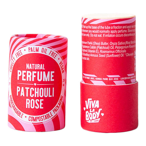 Inside of Viva La Body Natural Perfume - creamy stick. Ingredients & directions on inner tube.