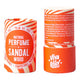 Viva La Body Natural Perfume Sandal 11g stick on a white background. Ingredients & directions for use on inner packaging.