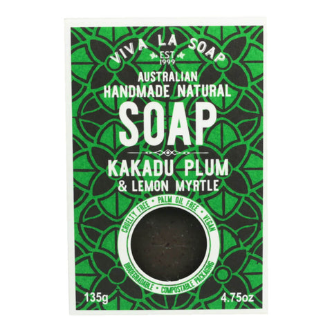 A box of handmade and natural kakadu plum and lemon myrtle soap.