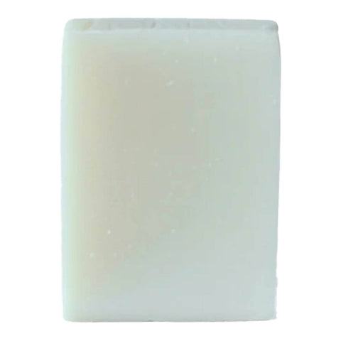 Rectangular spearmint white bar of soap on a white background