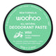 Woohoo All Natural Deodorant Paste in a black tin. Wild - an untamed, lasting eucalyptus + citrus scent.