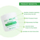 Kunzea cream packaging with product benefits listed on a green background. Multi-purpose healing skin balm suitable for sensitive skin types.