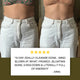 Before and after of a person's bloating with a testimonial about Zeally Herbs Intestinal Parasite Cleanse.