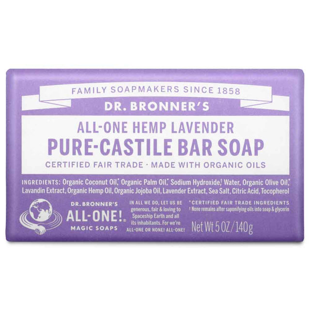 Dr Bronner's PureCastile Bar Soap Lavender Flora & Fauna AU